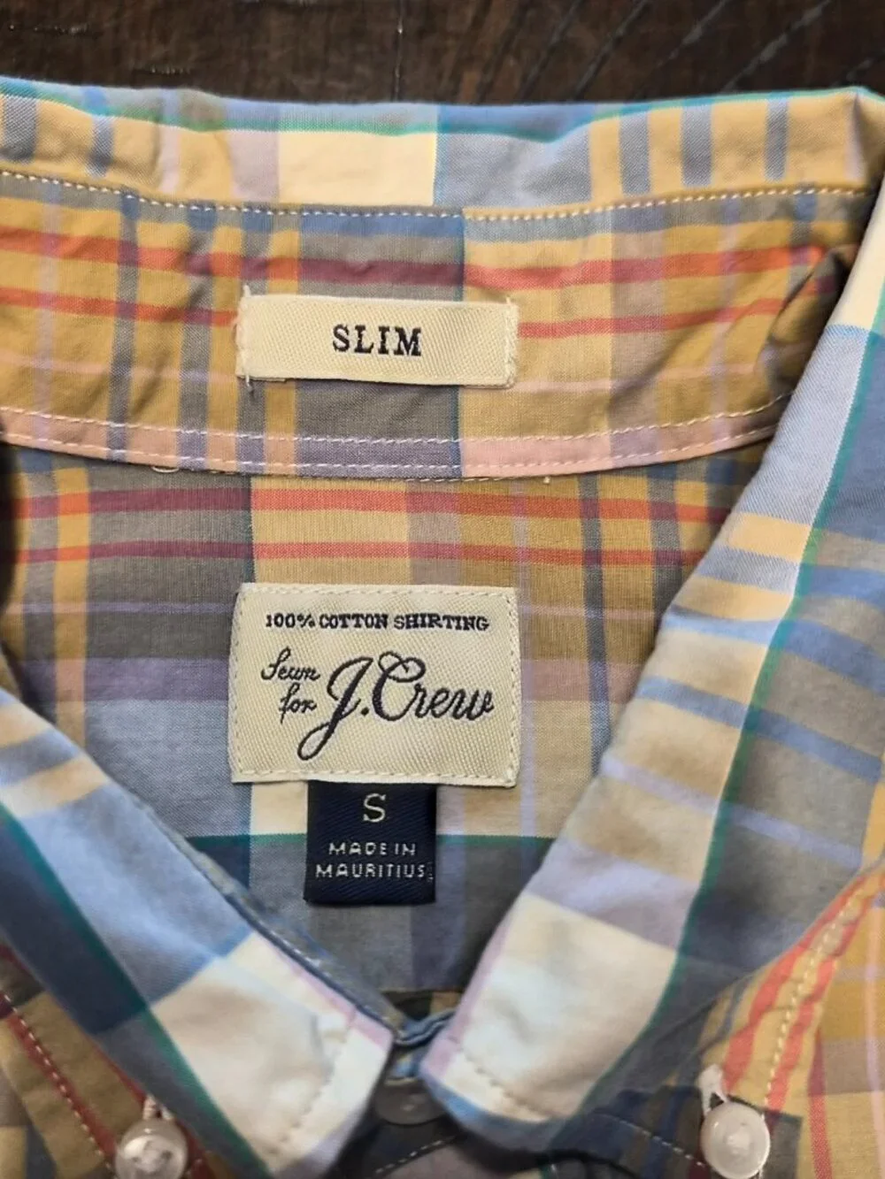 J Crew Shirt Mens Small Blue Pink Check Slim Fit Button Down Long Sleeve G255